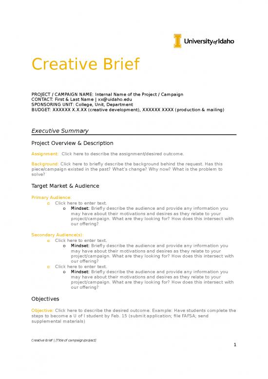 picture Creative Brief Template 25326 | Creative Brief