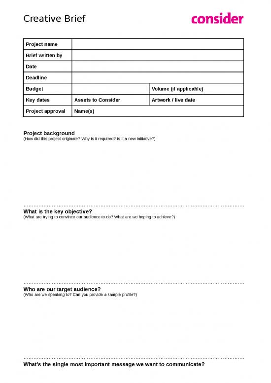 picture Creative Brief Template 25314 | Creativebrieftemplate