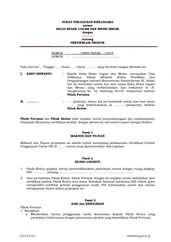 picture Perjanjian Kerjasama Id 25629 | F 01 01   21 Surat Perjanjian Kerjasama Sertifikasi