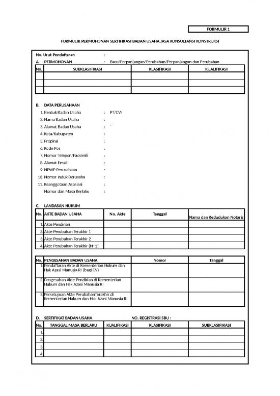 picture Kualifikasi Badan Usaha Id 24472 | Formulir 1