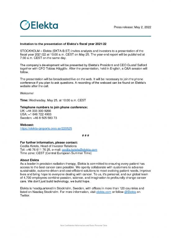 picture Report Pdf 26004 | Invitation To The Presentation Of Elektas Q4 2021 22