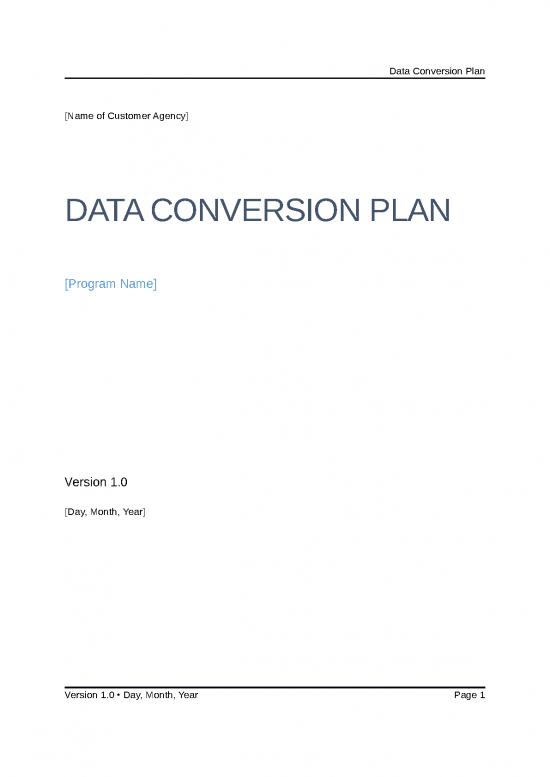 picture Playbook Template | M3 Playbook Data Conversion Plan Template