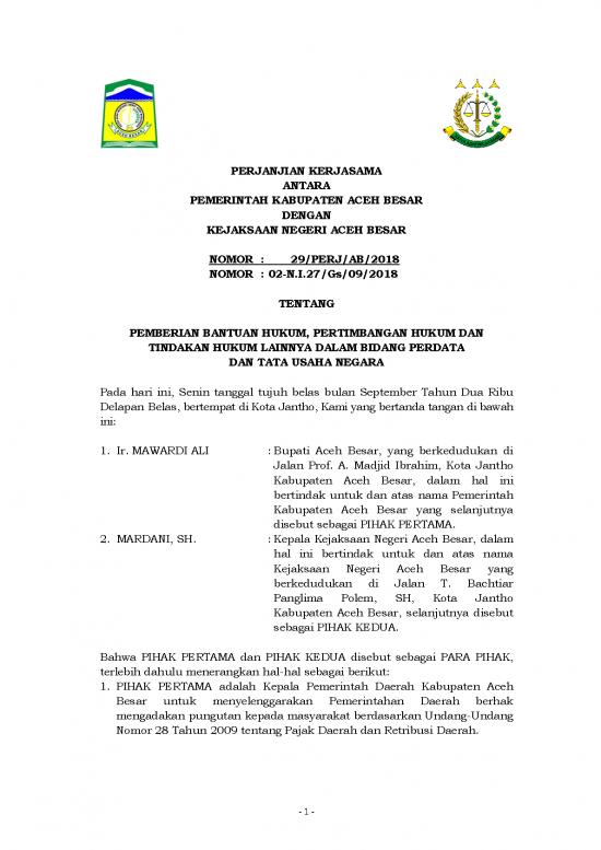 picture_Perjanjian Kerjasama Id 25630 | Pks Pemkab Aceh Besar Kejaksaan Negeri Aceh Besar