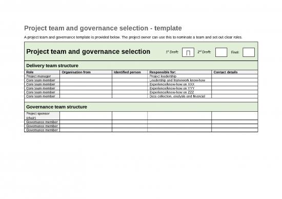 picture Playbook Template | Playbook Project Team And Governance Selection Template