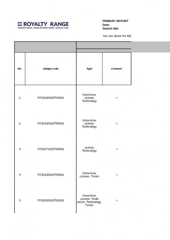 picture_Excel Report Sample Download 24029 | Royalty Rates Mining Metal Minerals And Mining