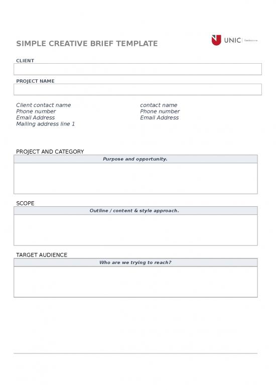 picture Creative Brief Template Id 25307 | Simple Creative Brief  Marketing