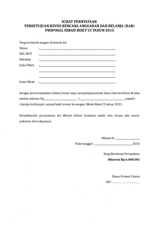 picture Surat Persetujuan Id 24707 | Surat Pernyataan Persetujuan Revisi Rab