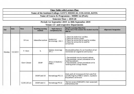 picture1_Excel Sheet Download 24042 | Time Table First Mbbs 2019 20 Se 2019 July 2020updated