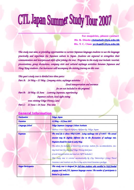 picture_Information Flyer Template Free 27578 | 2007 Study Tour   Sakura
