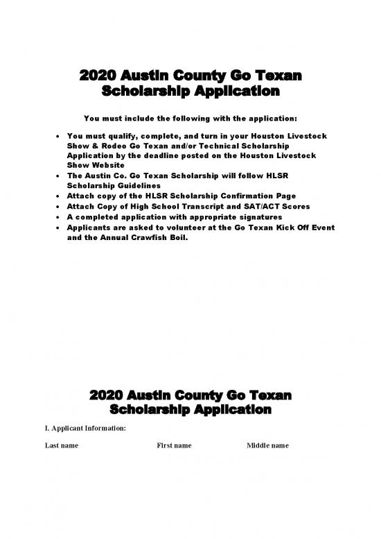 picture_Go Texan Scholarship Id 27935 | 2020 Austin County Go Texan Scholarship