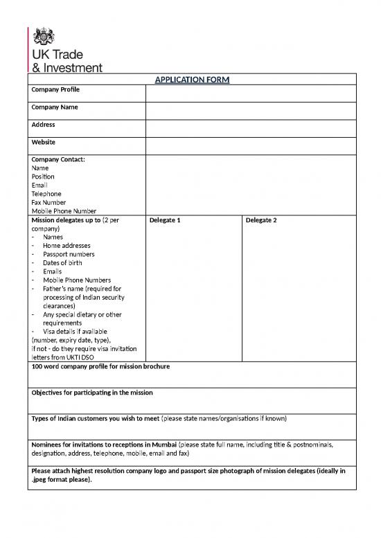 picture Company Presentation Template 28813 | Application Form
