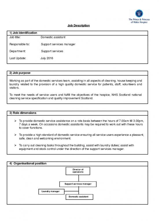 picture House Building Spreadsheet 28619 | Application Pack Domestic Assistant July 2016