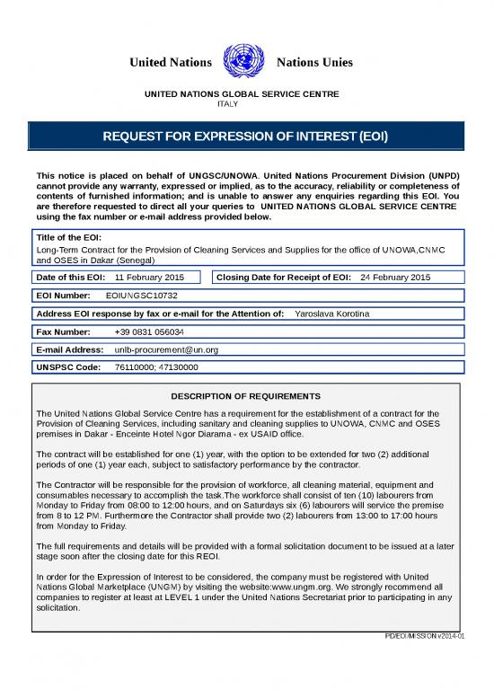 picture Free Templates For Cleaning Services 28629 | Eoi For Provision Of Cleaning Services Unowa Cnmc Oses Final