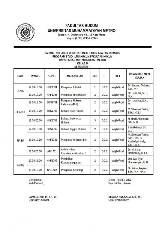 picture Ilmu Pengantar Hukum 26730 | Jadwal Kuliah Semester Ganjil Tahun Ajaran 2021 B