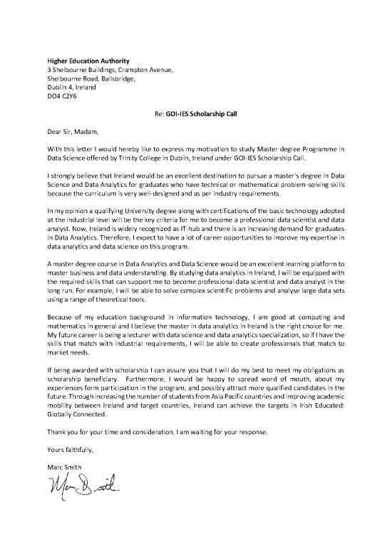 picture Goi Ies Scholarship Id 28319 | Motivation Letter For Scholarship In Ireland
