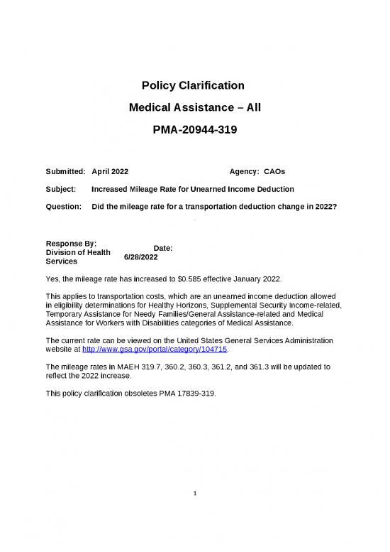 picture_Mileage Rate Id 28197 | Pma 20944 319 Increased Mileage Rate For Unearned Income Deduction