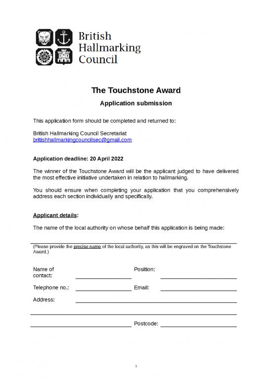 picture Ms Word Award Template 28822 | Touchstone 2022 Application Form