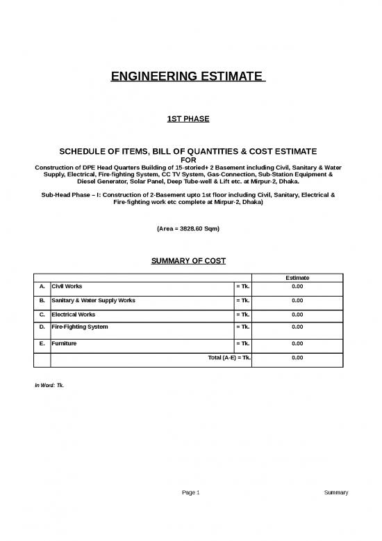 picture Estimate Format In Excel Free Download 31568 | 1st Phase Boq 14