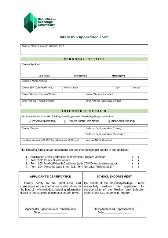 picture_Certificate Word Format 29892 | 2022forms Sip Form 101 Internship Application Form
