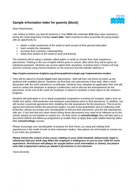 picture Work Spreadsheet 31323 | A1 Template Letters For Parents And Employers