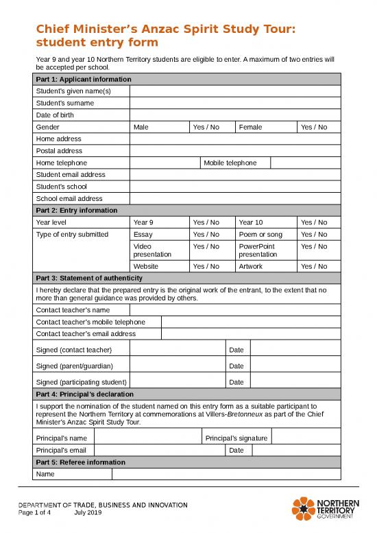 picture Spreadsheet Data Entry 29073 | Anzac Spirit Student Entry Form