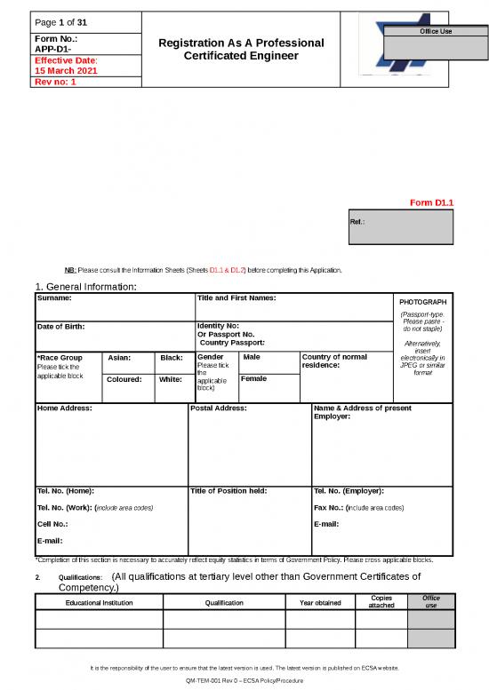 picture Spreadsheet Sheets 31390 | App D1 Application Form For Registration  As  A  Professional  Certificated  Engineer (3)