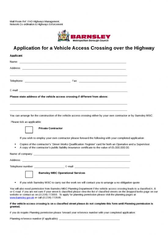 picture_Certificate Word Format 29299 | Application For Vehicle Access Crossing Over Highway