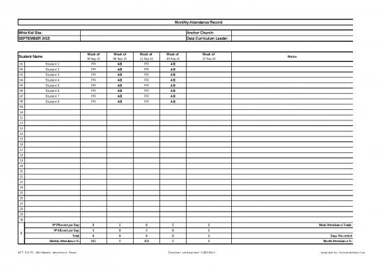 picture_Excel Sheet Download 31027 | Attendance Tracking Template