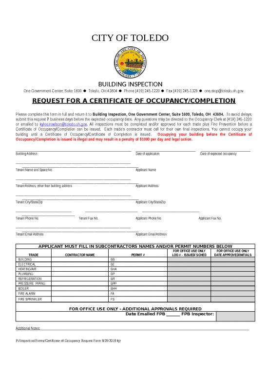 picture_Certificate Word Format 30091 | Certificate Of Occupancy Request Form