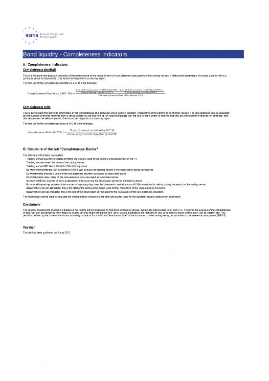 picture Excel Sheet Download 31067 | Completeness Indicators Bonds Liquidity Mai 2022