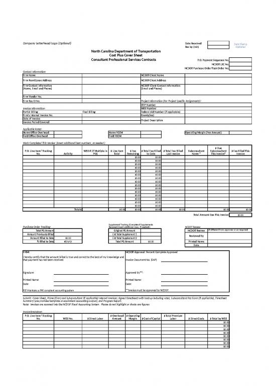 picture Billing Format In Excel Free Download 30786 | Cost Plus Invoice