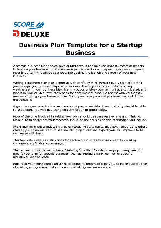 picture Contoh Presentasi Business Plan 29546 | Deluxe Startup Business Plan Template