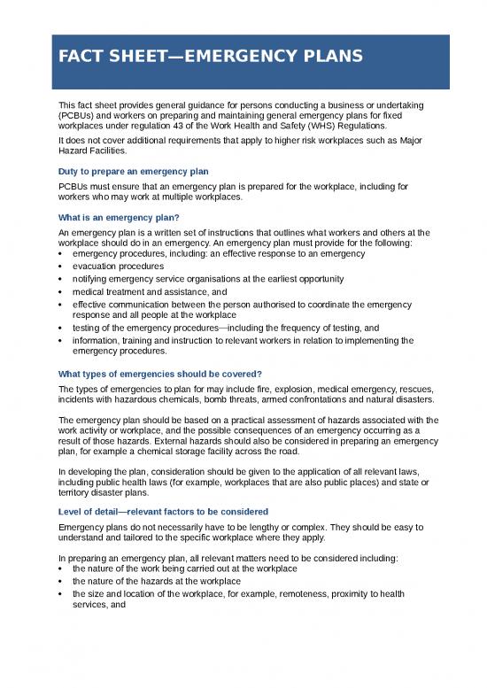 picture_Business Spread Sheet 29867 | Emergency Plans Fact Sheet