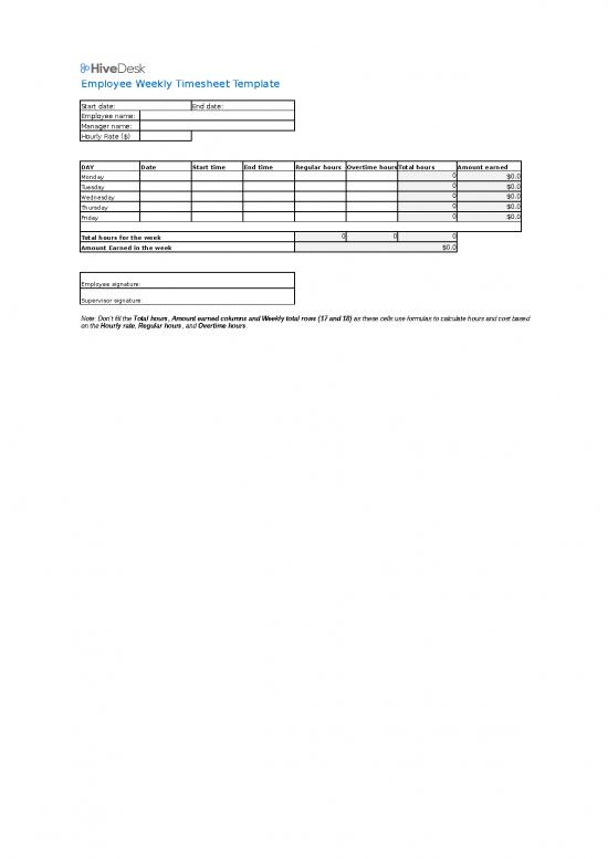 picture_Weekly Timesheet Template Excel Free Download 31108 | Employee Weekly Timesheet Template