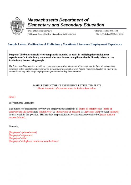 picture Experience Letter Format Doc Free Download 31385 | Employment Template