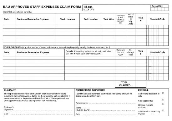 picture Business Expense Spreadsheet 29834 | Expenses Claim Form