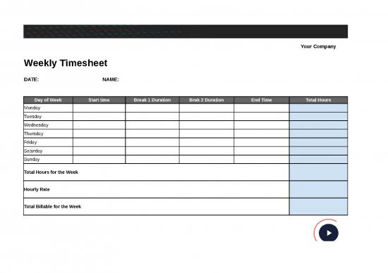 picture_Weekly Timesheet Template Excel Free Download 30955 | Free Excel Weekly Timesheet
