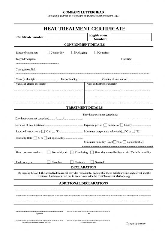 picture_Certificate Word Format 30165 | Generic Heat Treatment Certificate Template