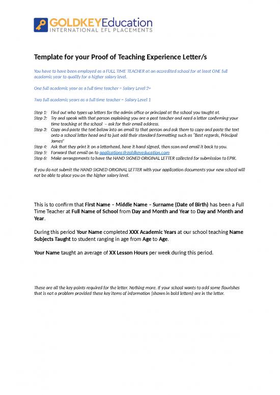 picture Experience Letter Format Doc Free Download 31397 | Gketeachingproofletter