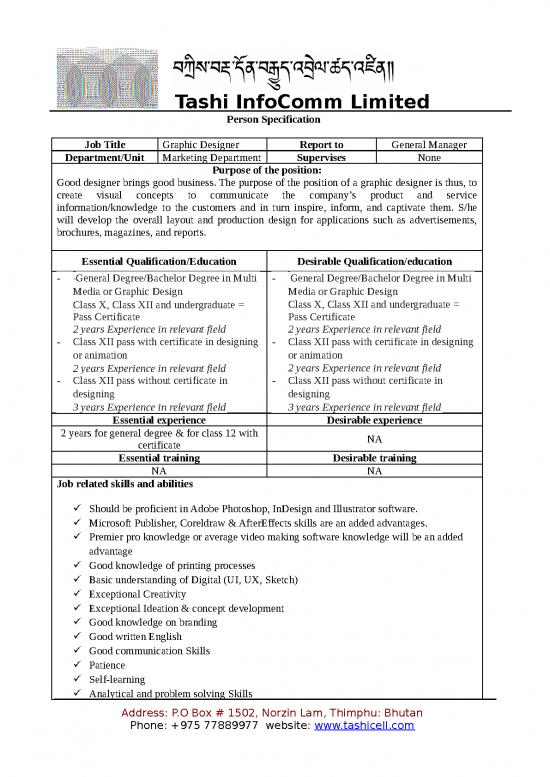 picture Business Spread Sheet 31441 | Graphic Designer Person Specification 2021 03 13