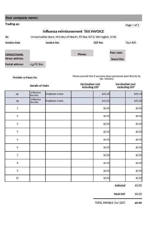 picture Account Template Excel Free Download 31104 | Gst Invoice Template For Influenza Reimbursement