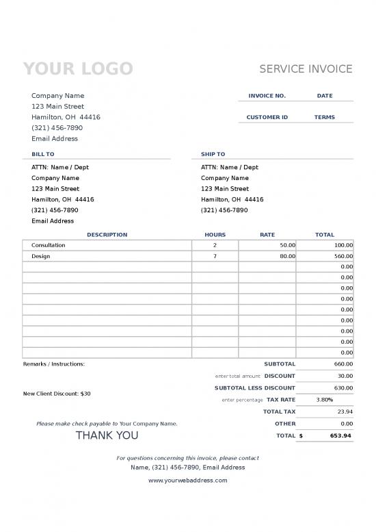 picture Excel Sheet Download 31242 | Ic Service Invoice With Hourly Rate 9174