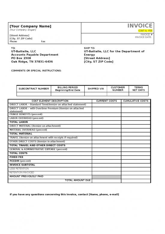 picture Invoice Template Word 30346 | Invoice Cost Fee Ext Nov05
