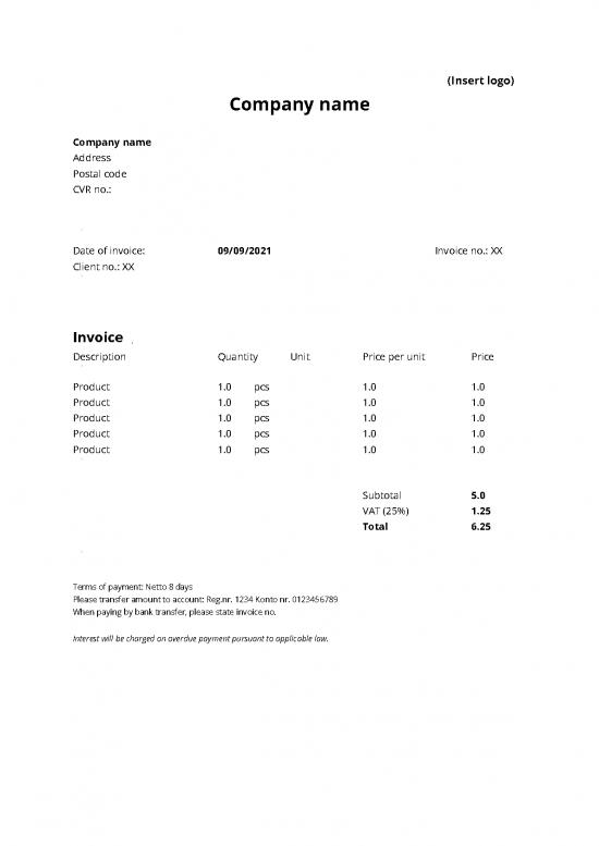 picture Company Presentation Template 30559 | Invoice Template Word English