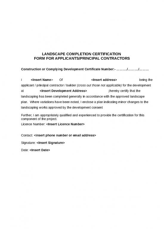 picture Landscaping Flyer Template Word 30233 | Landscape Completion Certification Form