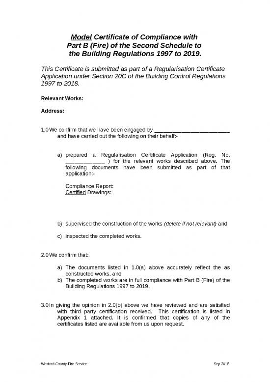 picture1_Certificate Word Format 30314 | Model Certificate Of Compliance For Regularisation Certificates