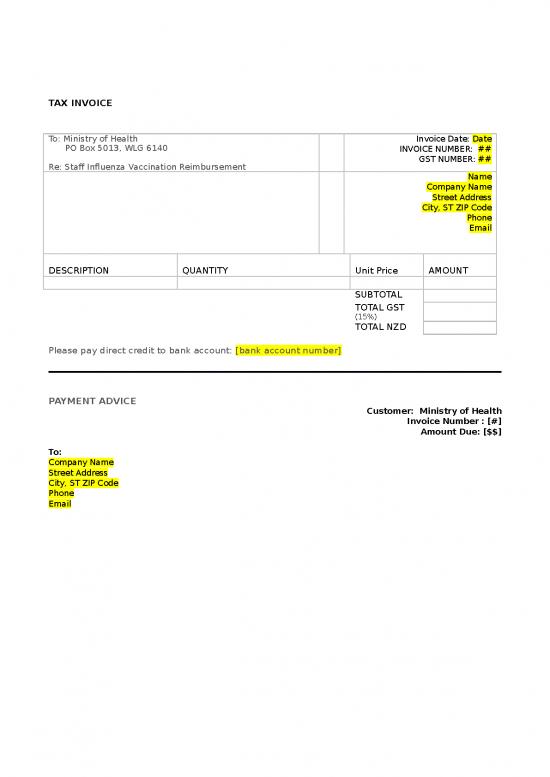 picture Gst Word Format 30598 | Moh Tax Invoice Template
