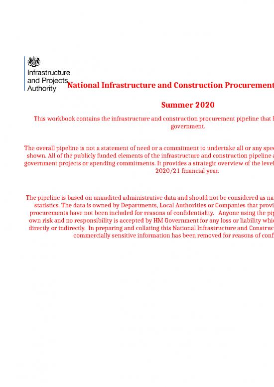 picture_Excel Statement Template Free Download 31546 | National Infrastructure And Construction Procurement Pipeline Summer 2020