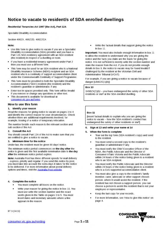 picture_Agreement Form 29377 | Notice To Vacate To Sda Residents