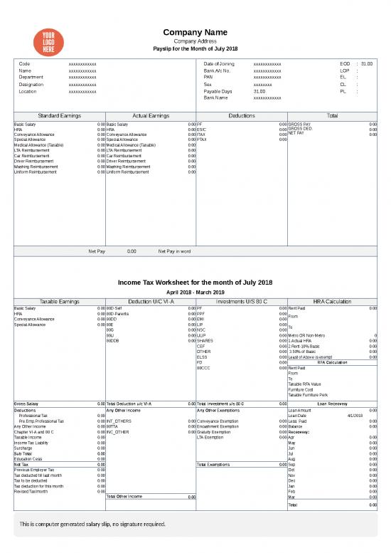 picture_Free Payslip Template Excel 31201 | Payslip Format In Excel